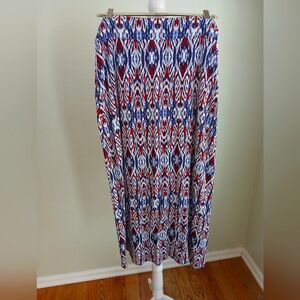 2/$15 Liz Claiborne Maxi Pull On Ikat Print Skirt